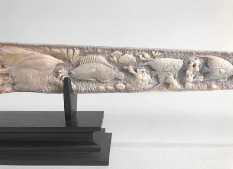 Engraved Swordfish Rostrum with Marine Motif