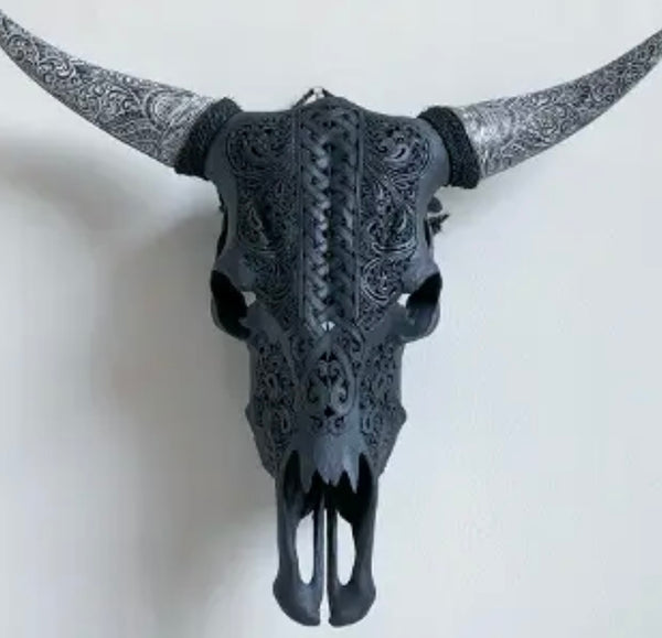 Indonesian Carved Cow Skull - Infinity Motif