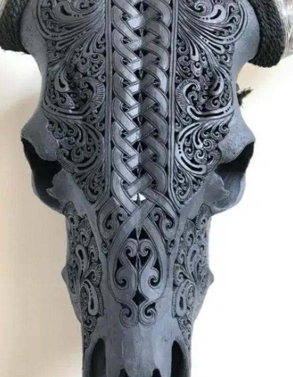 Indonesian Carved Cow Skull - Infinity Motif