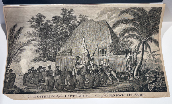 "An Offering before Captain Cook in one of the Sandwich Islands"