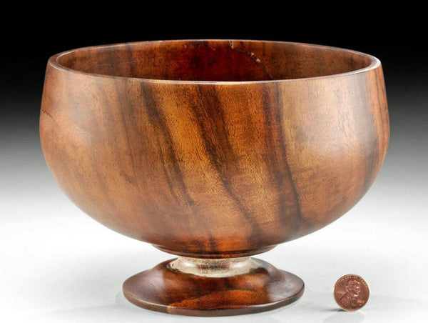 20th C. Hawaiian Koa Wood Footed Bowl