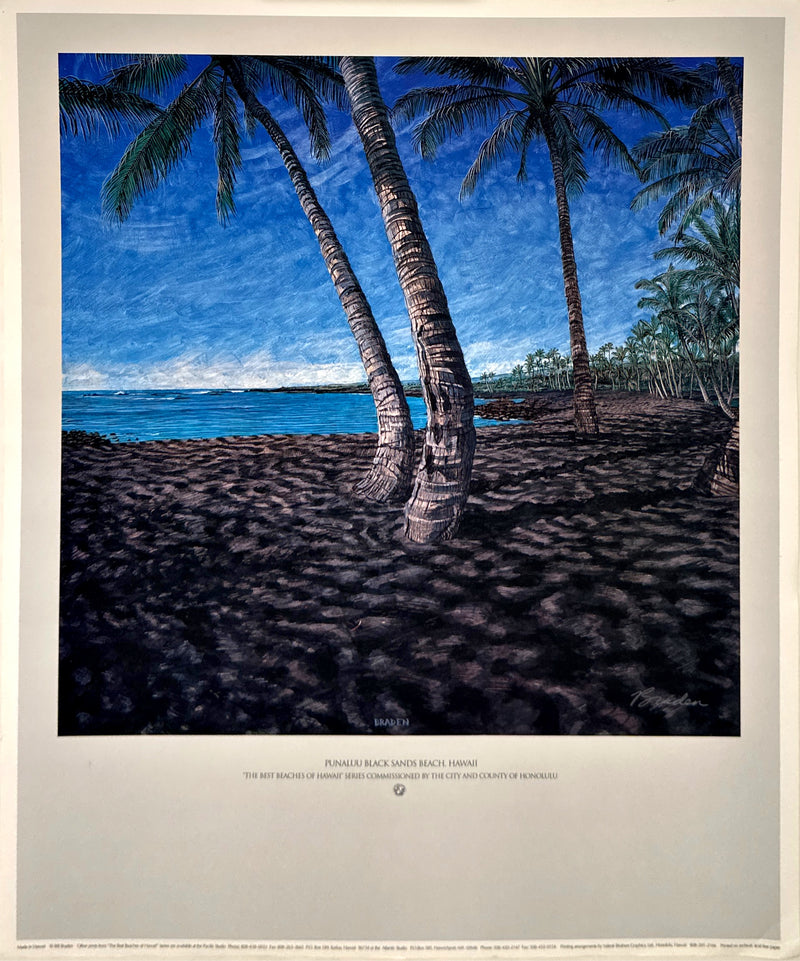 "Punalu'u Black Sand Beach" Poster, Best Beaches of Hawaii Series - Bill Braden