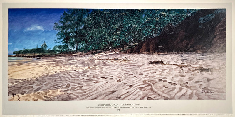 "Koki Beach, Hana, Maui" Poster Triptych, Best Beaches of Hawaii Series - Bill Braden