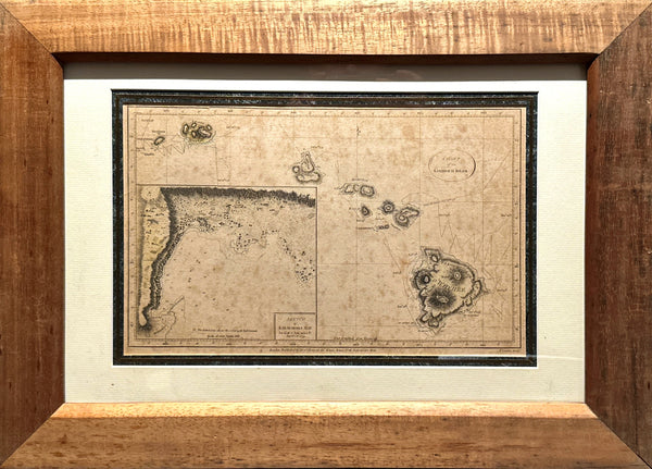 "Chart of the Sandwich Isles" Koa Framed Engraved Plate