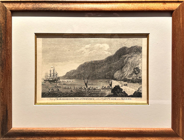 "A View of Karakakooa Bay" Koa Framed Engraved Plate
