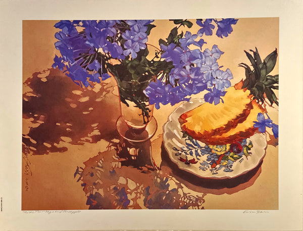 "Plumbago and Pineapple" Signed Print 198/500 - Kim Starr