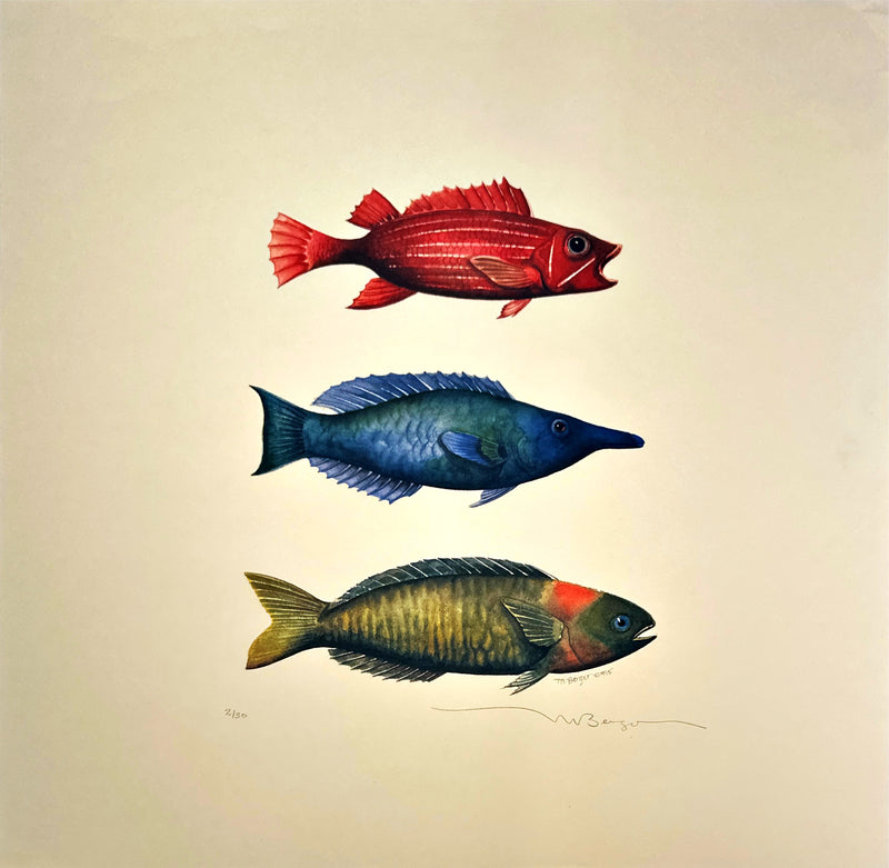 "Three Fish" Signed Print 2/30 - M. Berger