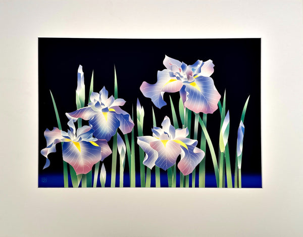 "Irises" Matted Print - Toshio Tsukata