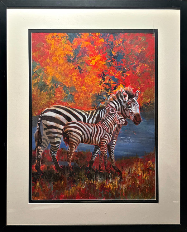 Zebras (original painting) - Artist Unknown