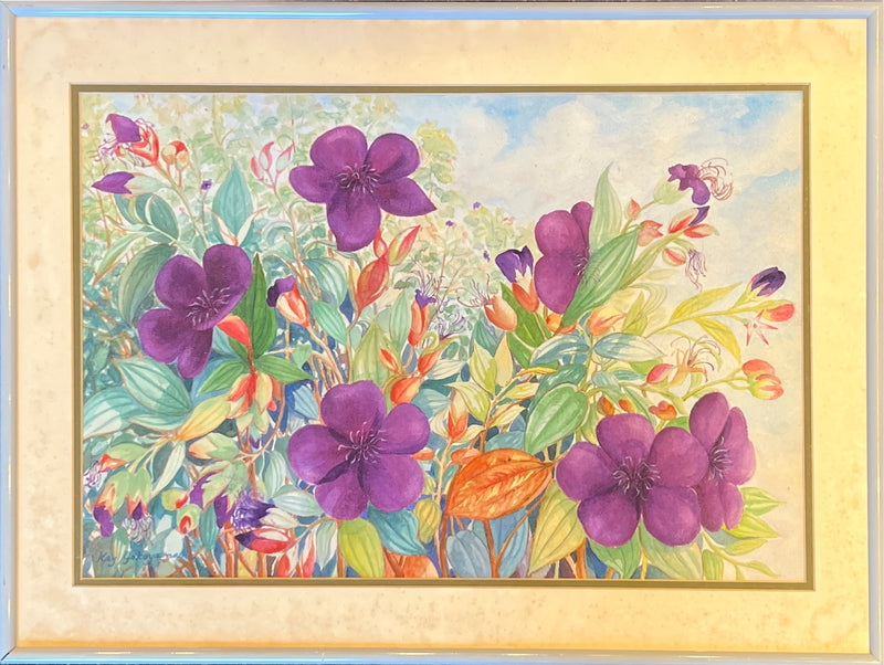 "Purple Princess" Framed Watercolor - Kay Yokoyama