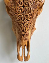 Indonesian Carved Cow Skull - Lotus Motif