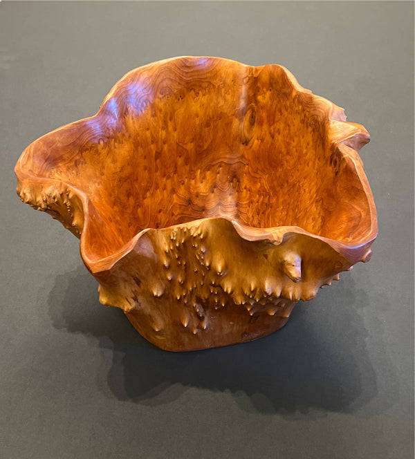 Hawaiian Golden Curly Koa Burl Wood Bowl