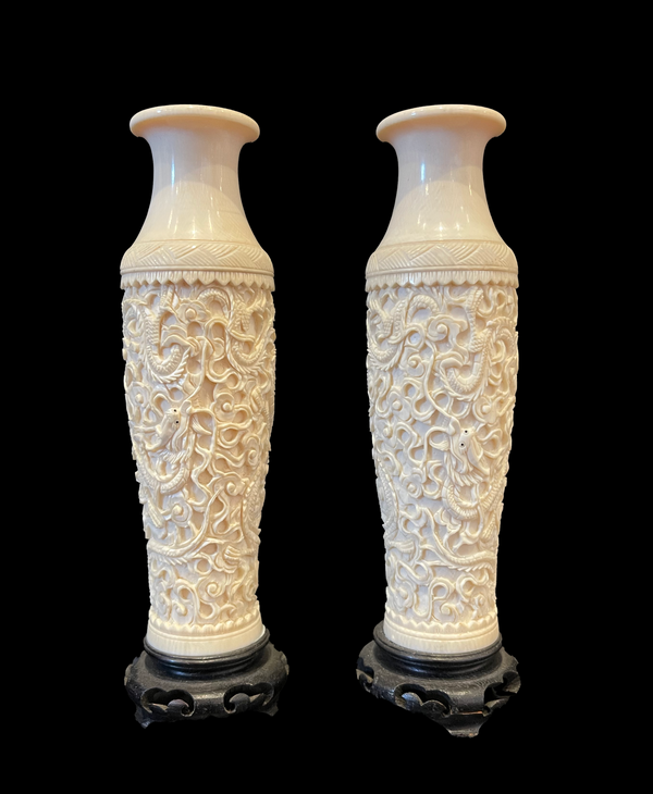 Japanese Okimono Vases (Pair)